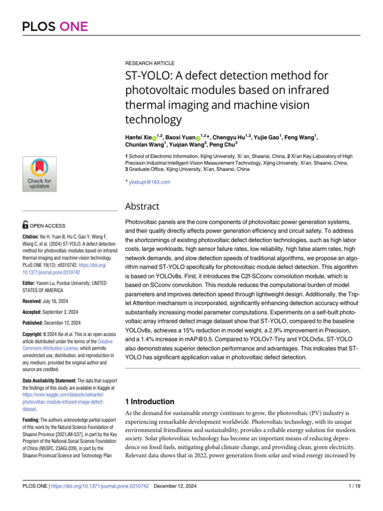 ST-YOLO - A Defect Detection Method For Photovoltaic Modules Based On ...