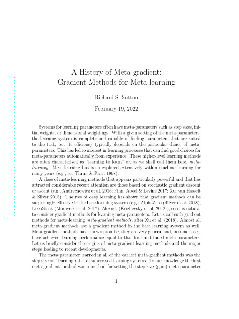 History of Meta-gradient Methods | PDF | Artificial Neural Network ...