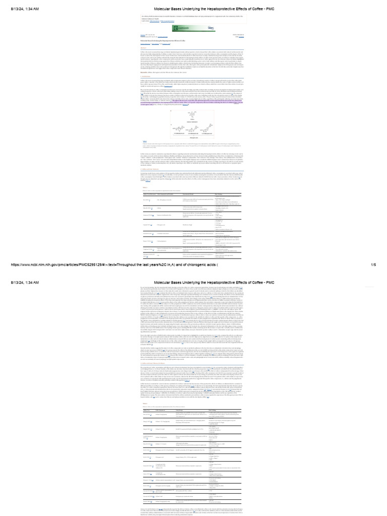 Molecular Bases Underlying The Hepatoprotective Effects of Coffee - PMC ...