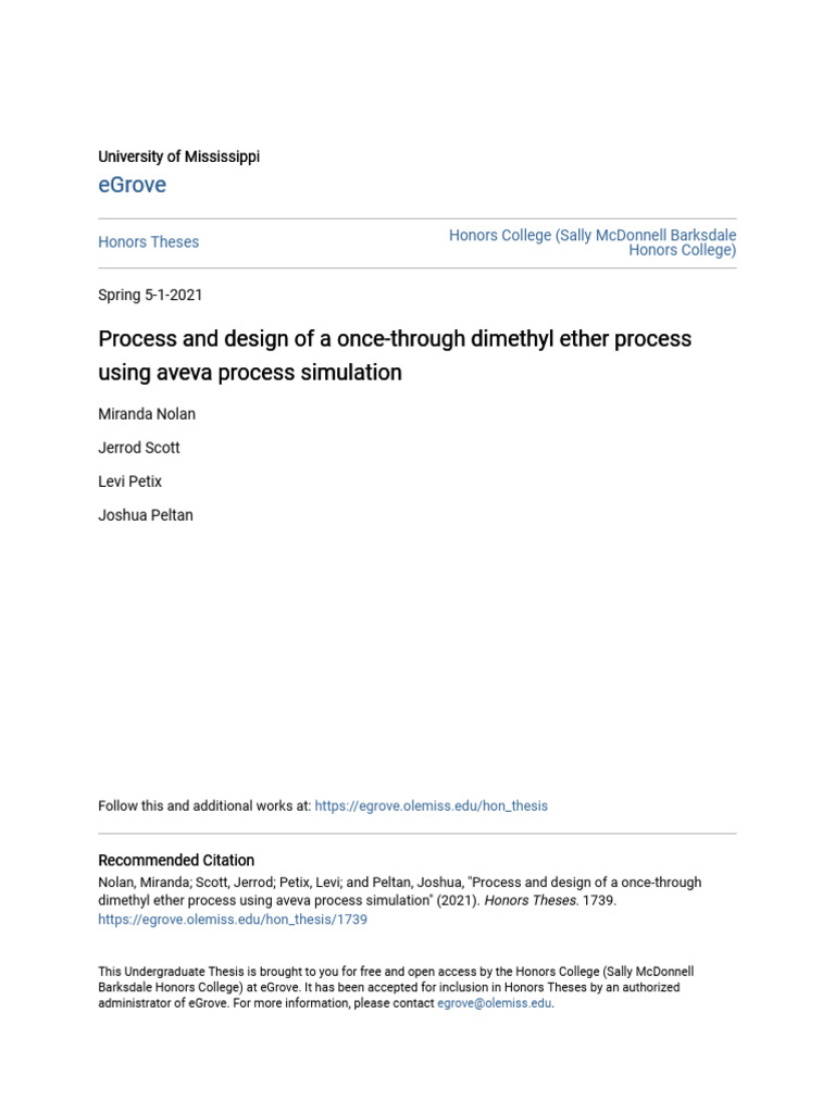 Process and Design of A Once-Through Dimethyl Ether Process Using | PDF ...