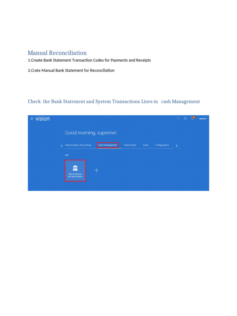 Manual Bank Statement Reconciliation Guide | PDF