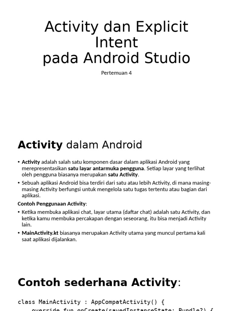 Pertemuan4 - Activity Dan Intent | PDF