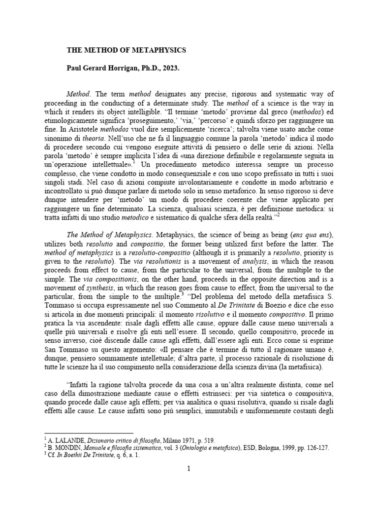 The Method of Metaphysics | PDF