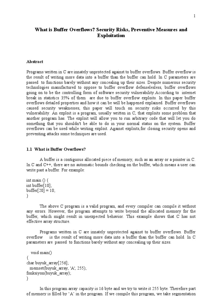 Understanding Buffer Overflows: Risks & Prevention | PDF | C ...