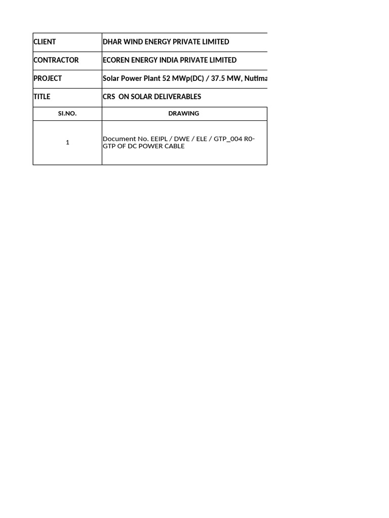 Solar Power Plant Cable Specifications | PDF