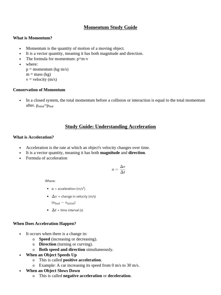 Momentum Study Guide | PDF