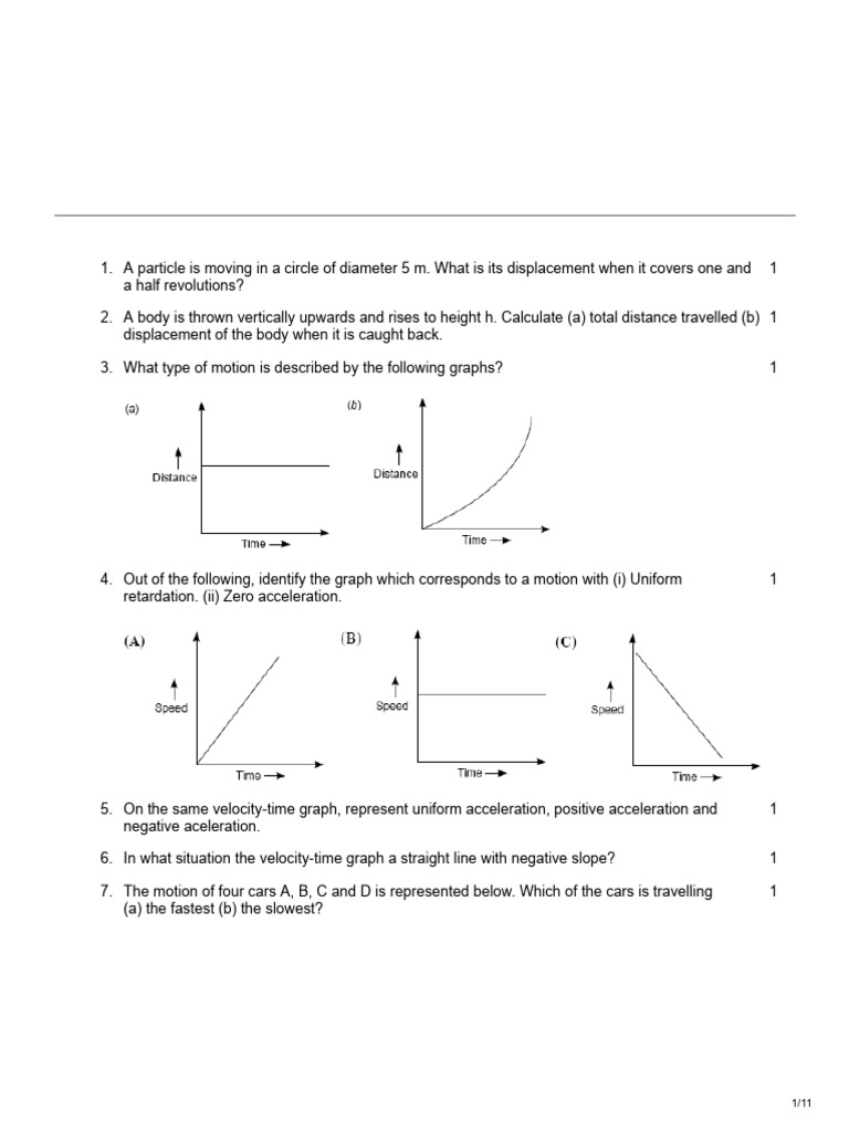 Motion and Displacement Calculations | PDF | Acceleration | Velocity