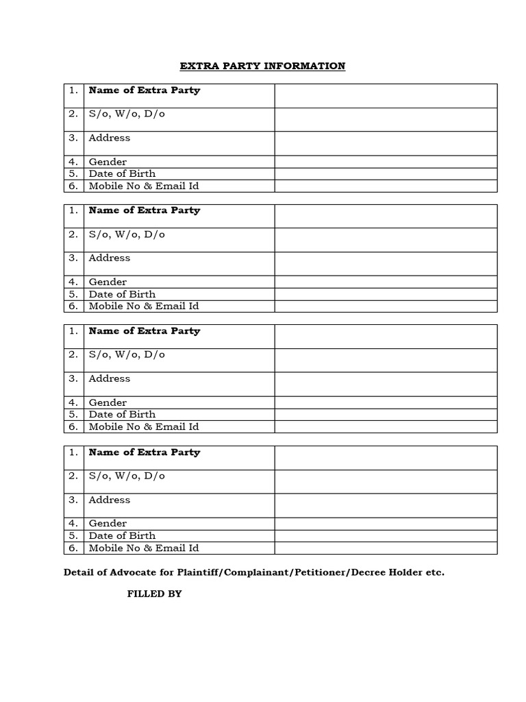 Extra Party Form | PDF