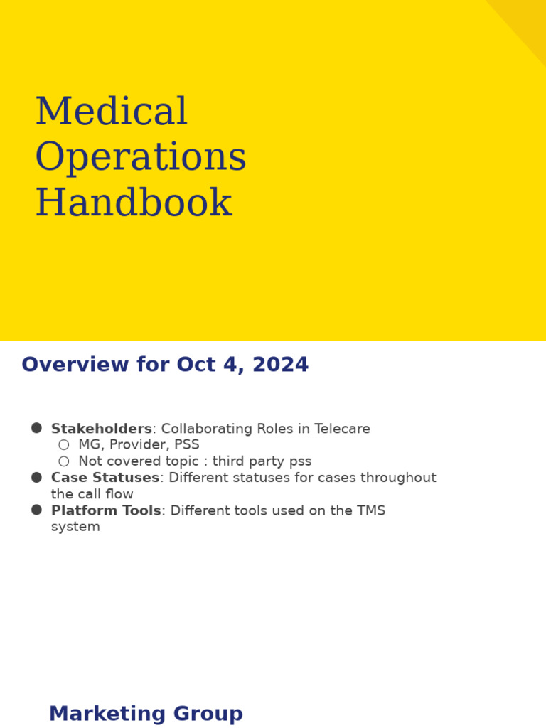 Yolani Medical Operations Handbook | PDF