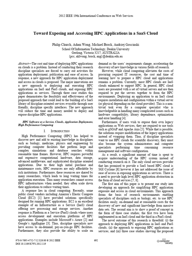 HPC SaaS for Researchers | PDF | Cloud Computing | Platform As A Service