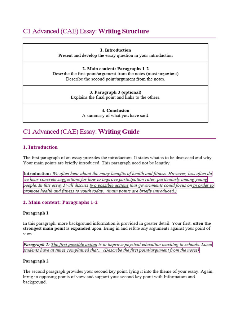 C1 Essay Writing Structure Guide | PDF | Essays