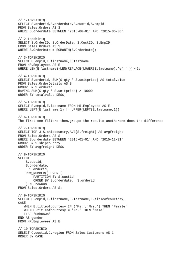 SQL Queries for Sales and HR Analysis | PDF | Sql | Databases
