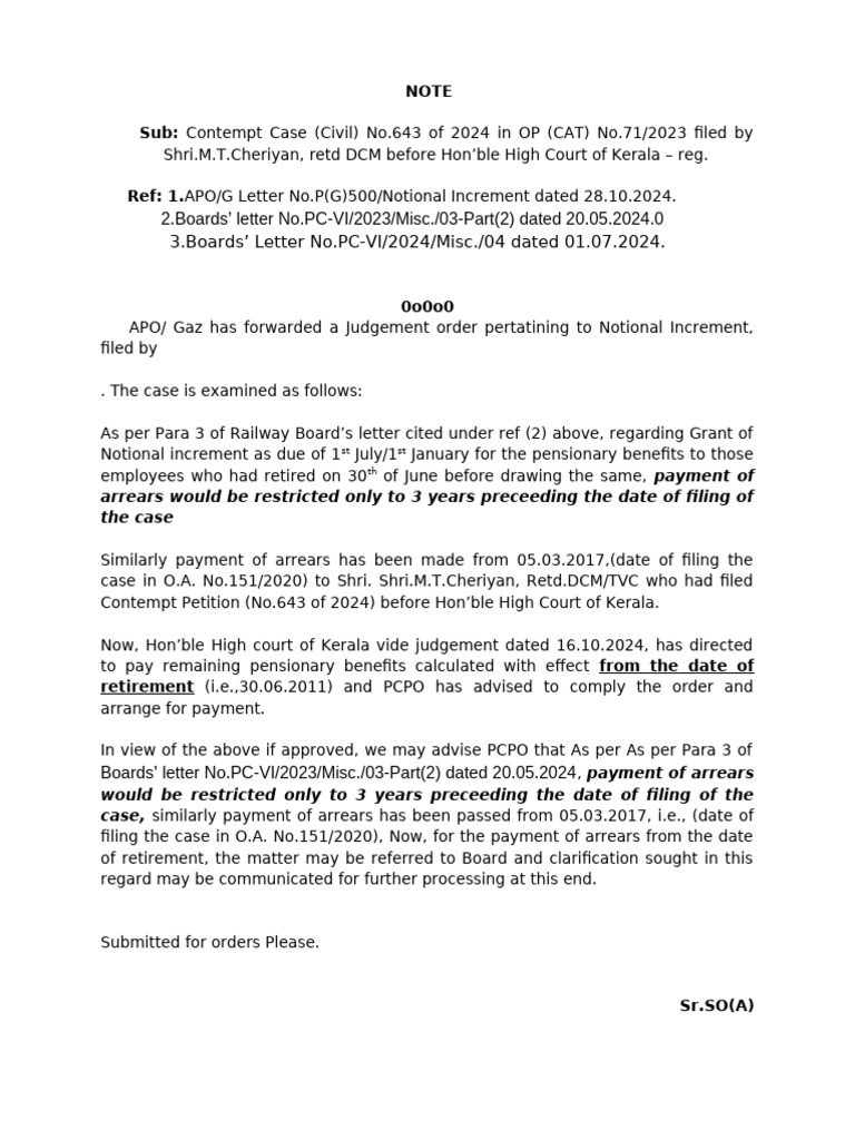 Cheriyan Contempt Case Noting Dated 29102024 | PDF