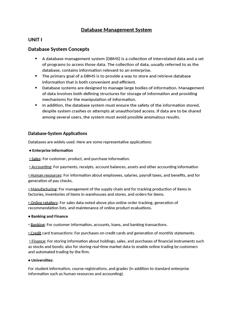 Overview of Database Management Systems | PDF | Databases | Relational ...