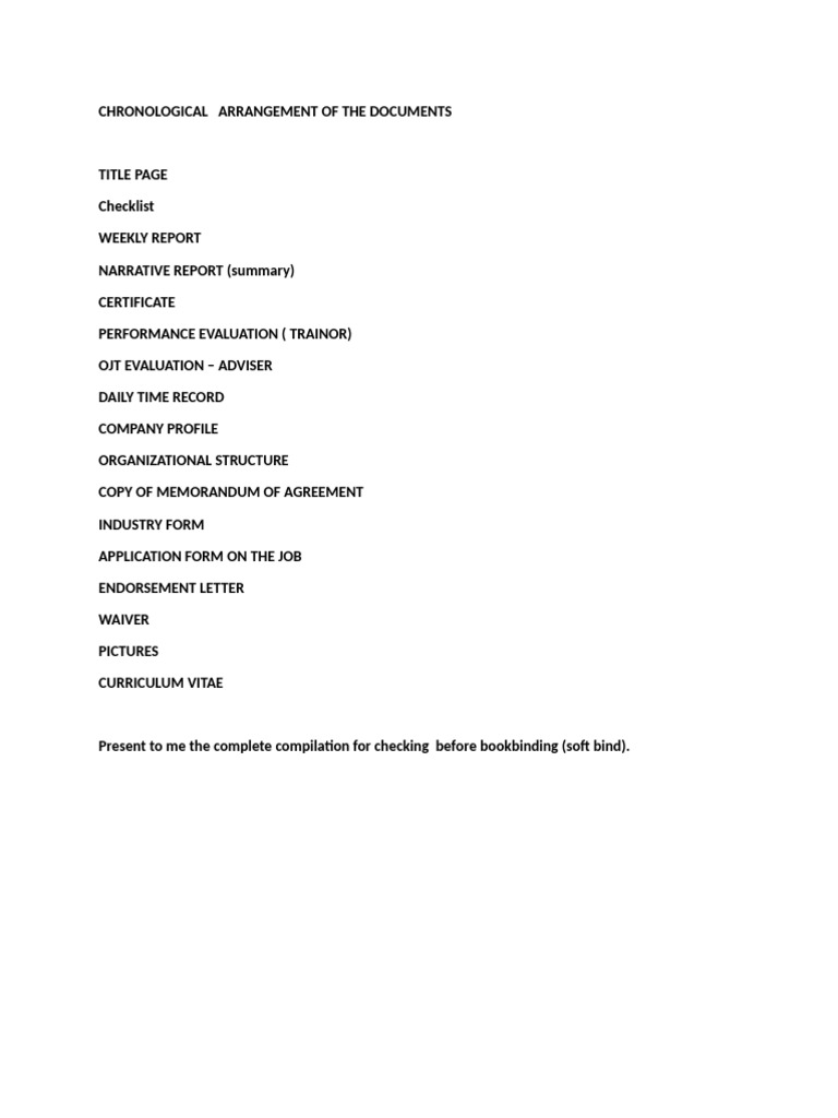 Document Compilation Checklist for OJT | PDF