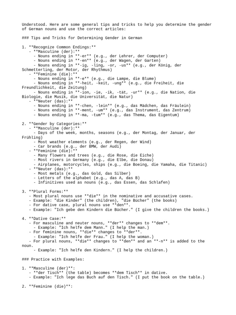 Der, Die | PDF | Grammatical Gender | Noun