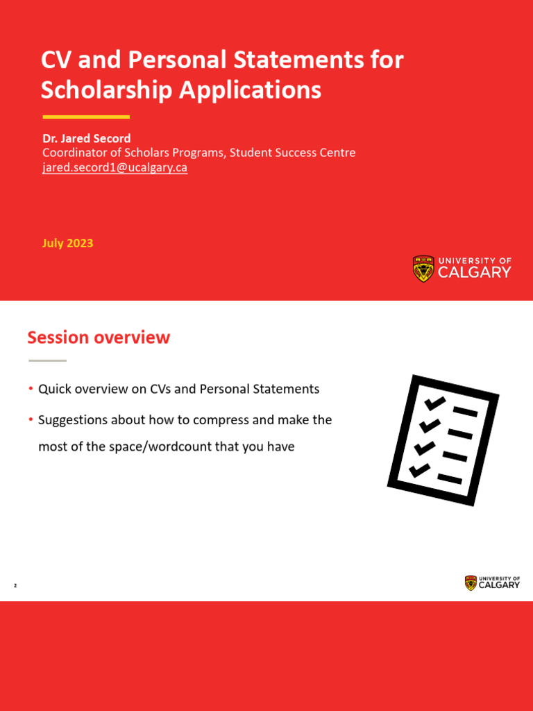 CV and Personal Statement For Scholarship Applications | PDF | Résumé ...