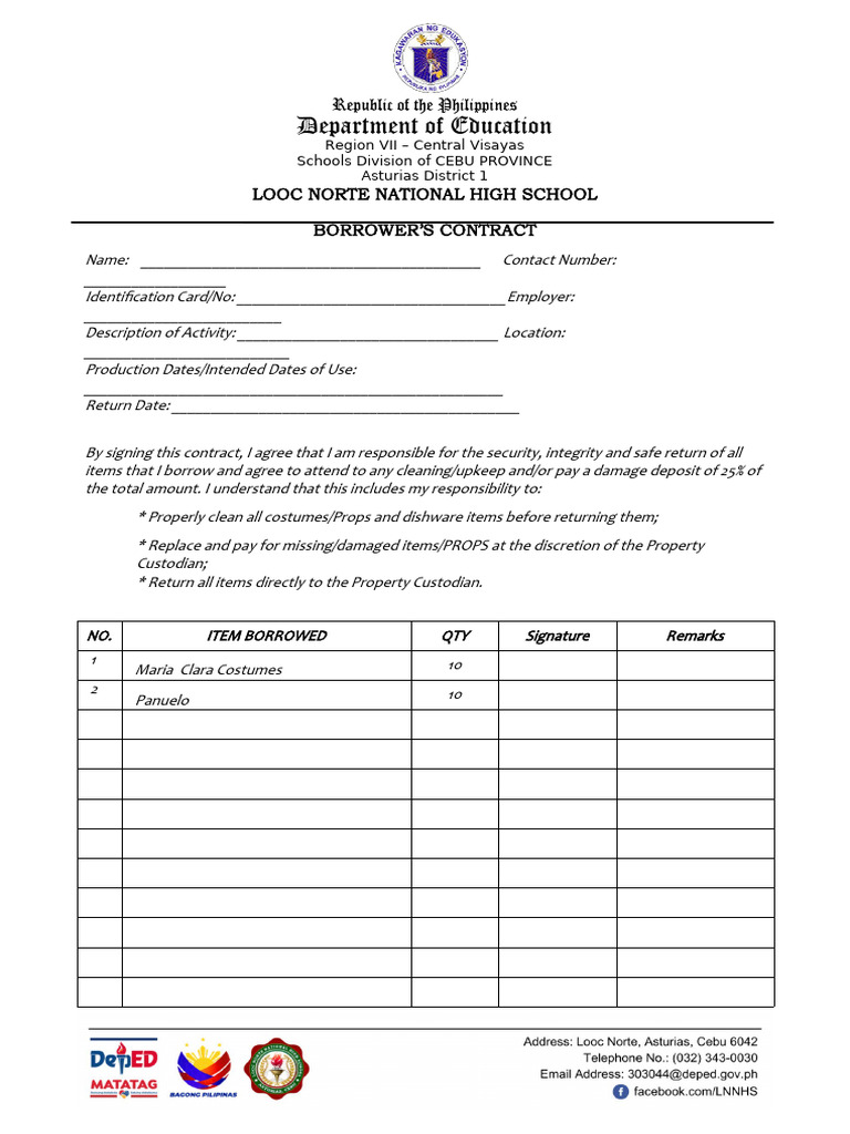 Costume Rental Agreement | PDF