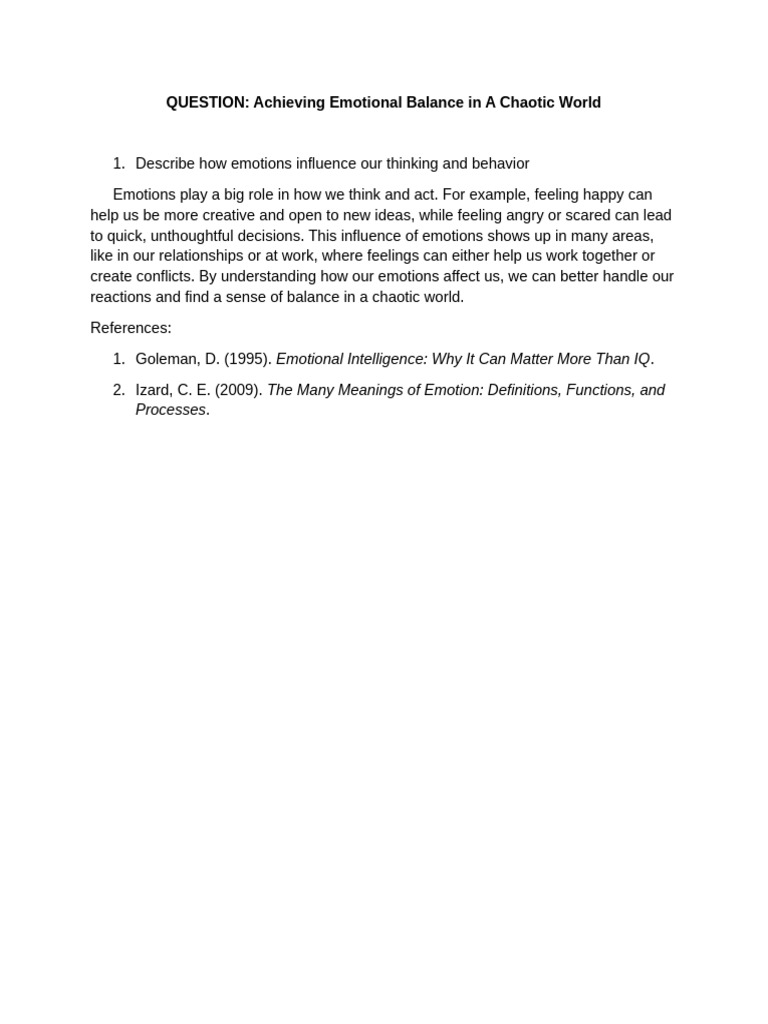 Mastering Emotions for Balance | PDF