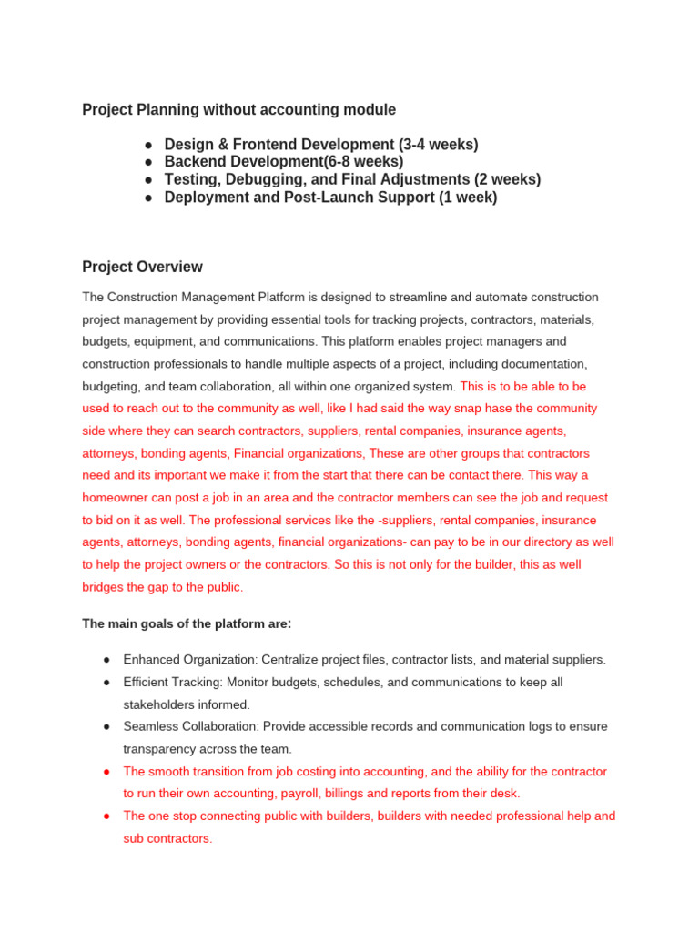 Construction Management Platform Overview | PDF | Income Statement ...