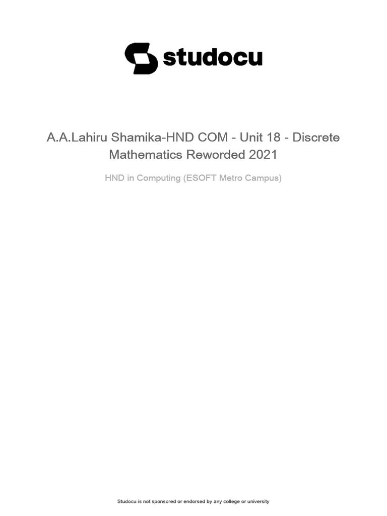 Discrete Mathematics for Computing HND | PDF | Mathematics | Discrete ...