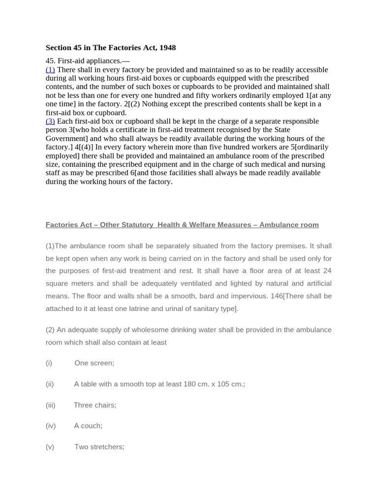 First-Aid Requirements in Factories Act | PDF | First Aid | Hospital