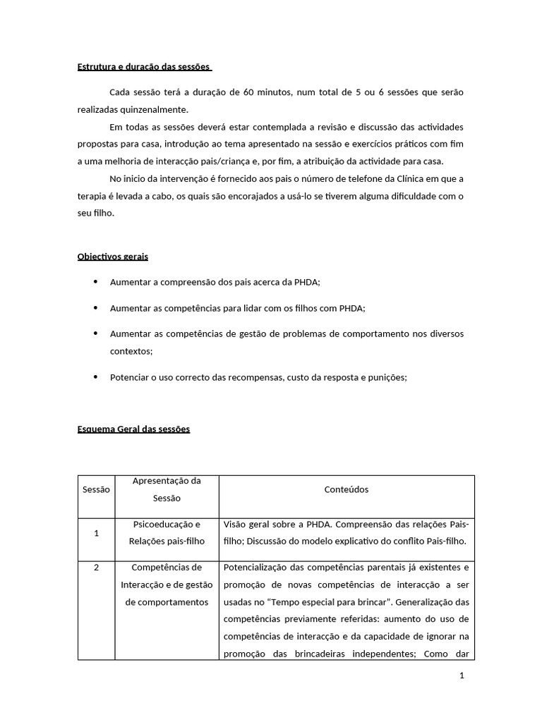 Sessões de Apoio a Pais com PHDA | PDF | Transtorno de déficit de ...
