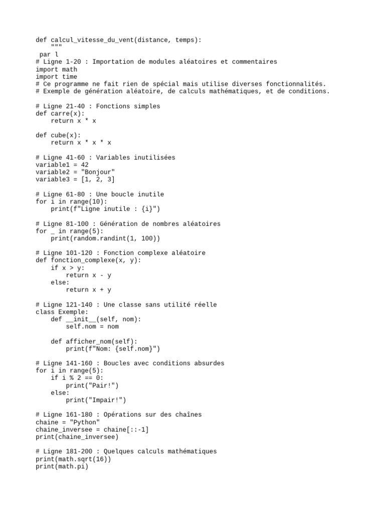 Code Python avec fonctions inutiles | PDF