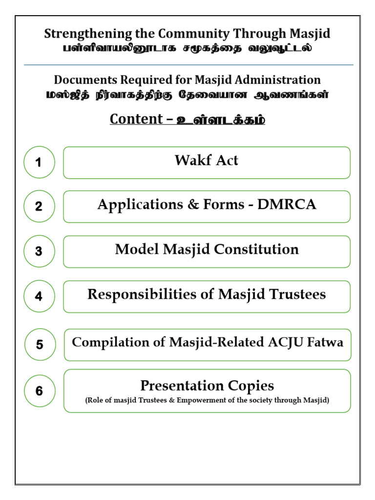 Content: Wakf Act Applications & Forms - DMRCA Model Masjid ...