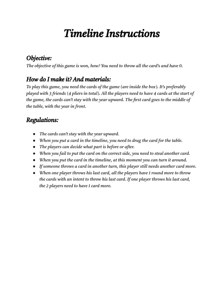 Timeline Instructions | PDF