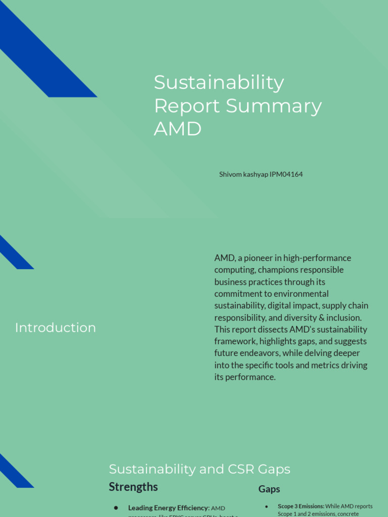 AMD Sustainability Report Overview | PDF | Sustainability | Economy And ...