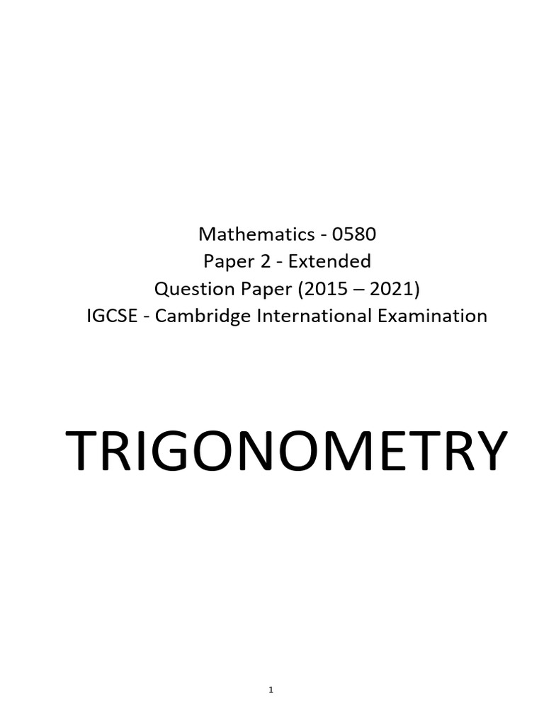 IGCSE Mathematics Trigonometry Questions | PDF | Triangle | Trigonometry