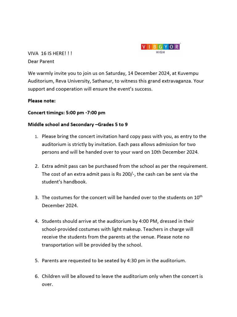Middle School and Secondary-CONCERT MESSAGE | PDF