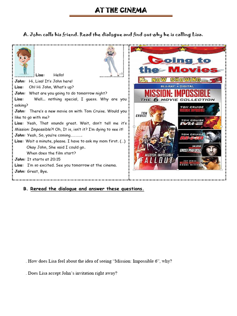 John and Lisa's Movie Night Plans | PDF | Movie Theater