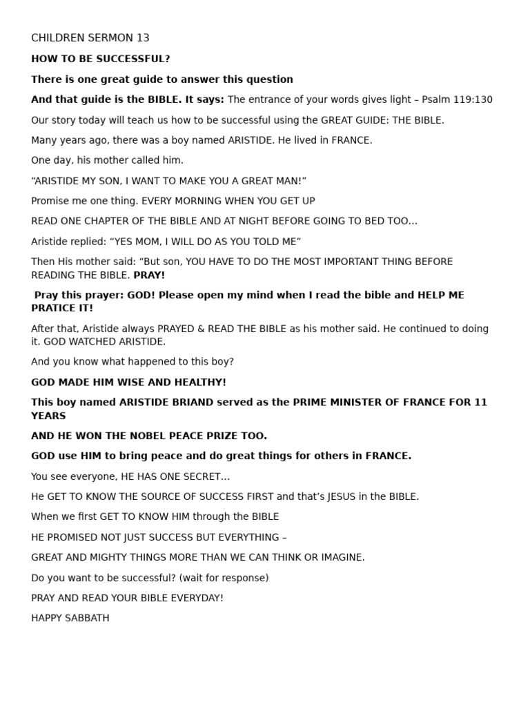 Children Sermon 13 | PDF