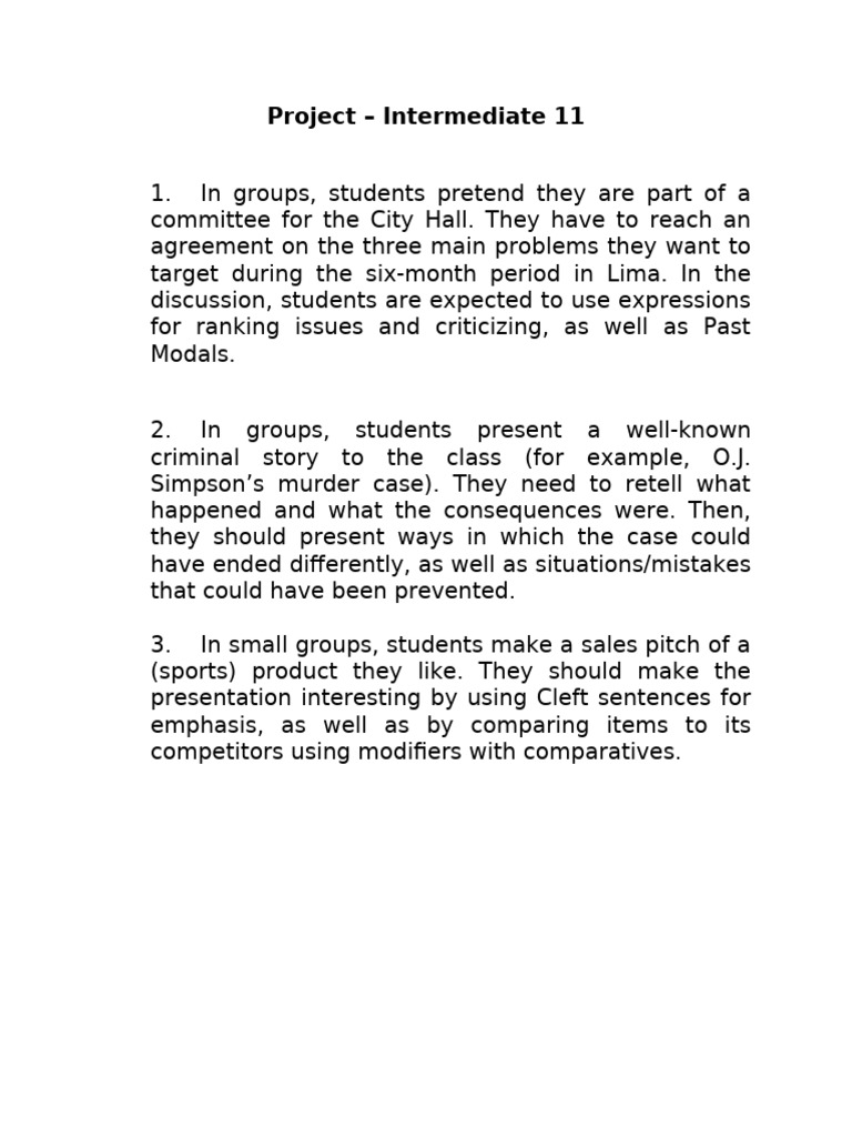 Intermediate Project Ideas for Students | PDF