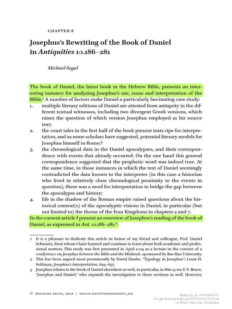 Josephus's Interpretation of Daniel | PDF | Book Of Daniel | Bible