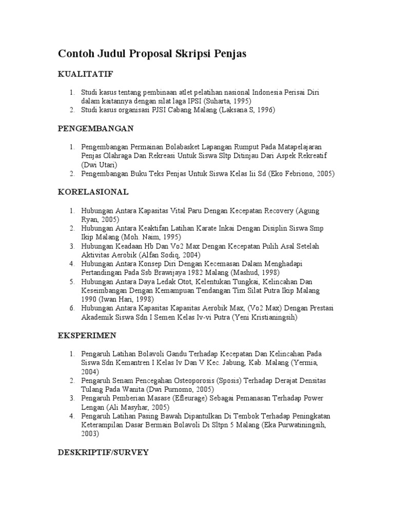 Contoh Judul Proposal Skripsi