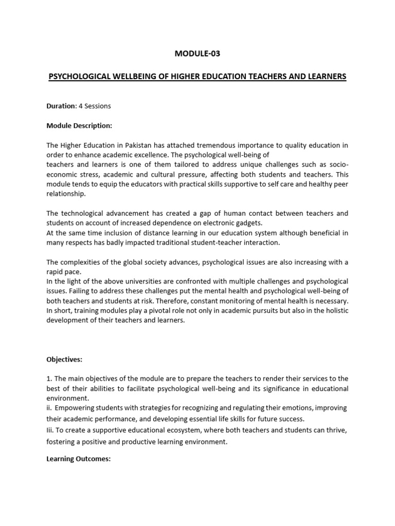 Module-3 Psychological Wellbeing | PDF | Mental Disorder | Psychosis