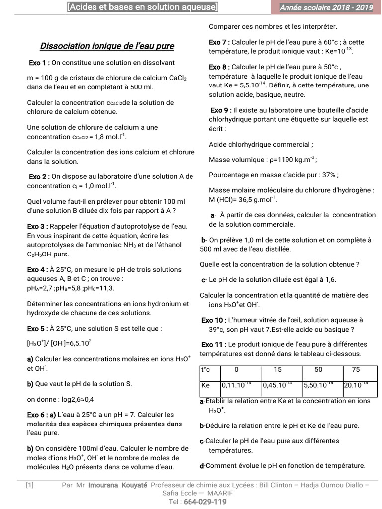 Acides et bases en solution aqueuse | PDF | Molécules | Physique ...