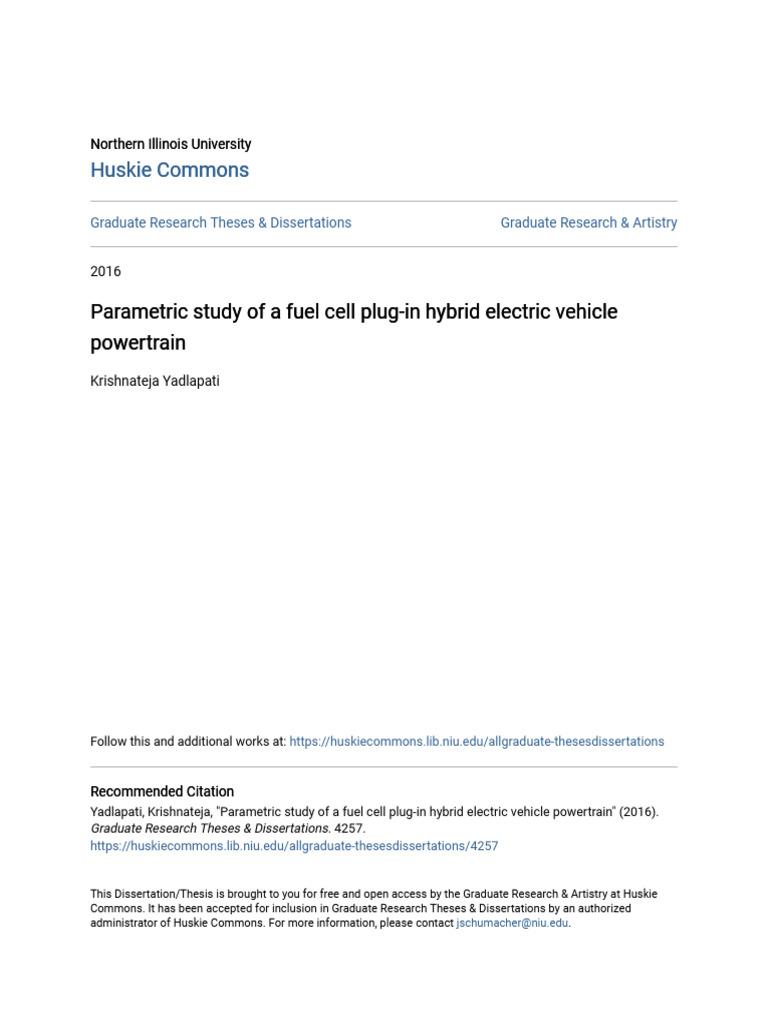 Parametric Study of A Fuel Cell Plug-In Hybrid Electric Vehicle Power ...