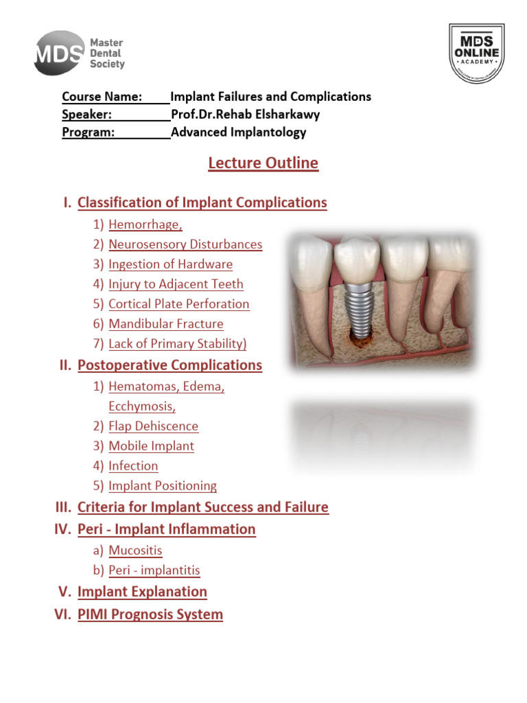 Implant Success and Failure Criteria | PDF | Dental Implant | Surgery