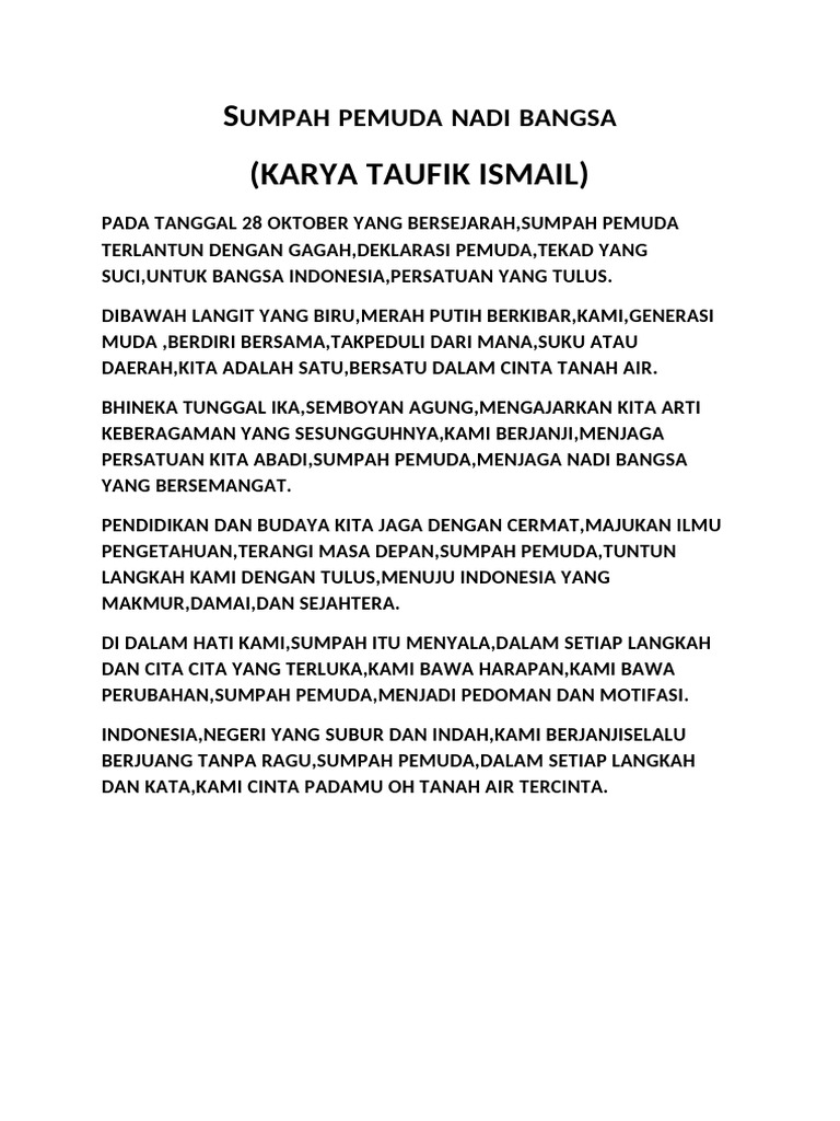 Sumpah Pemuda: Persatuan dan Cinta Tanah Air | PDF