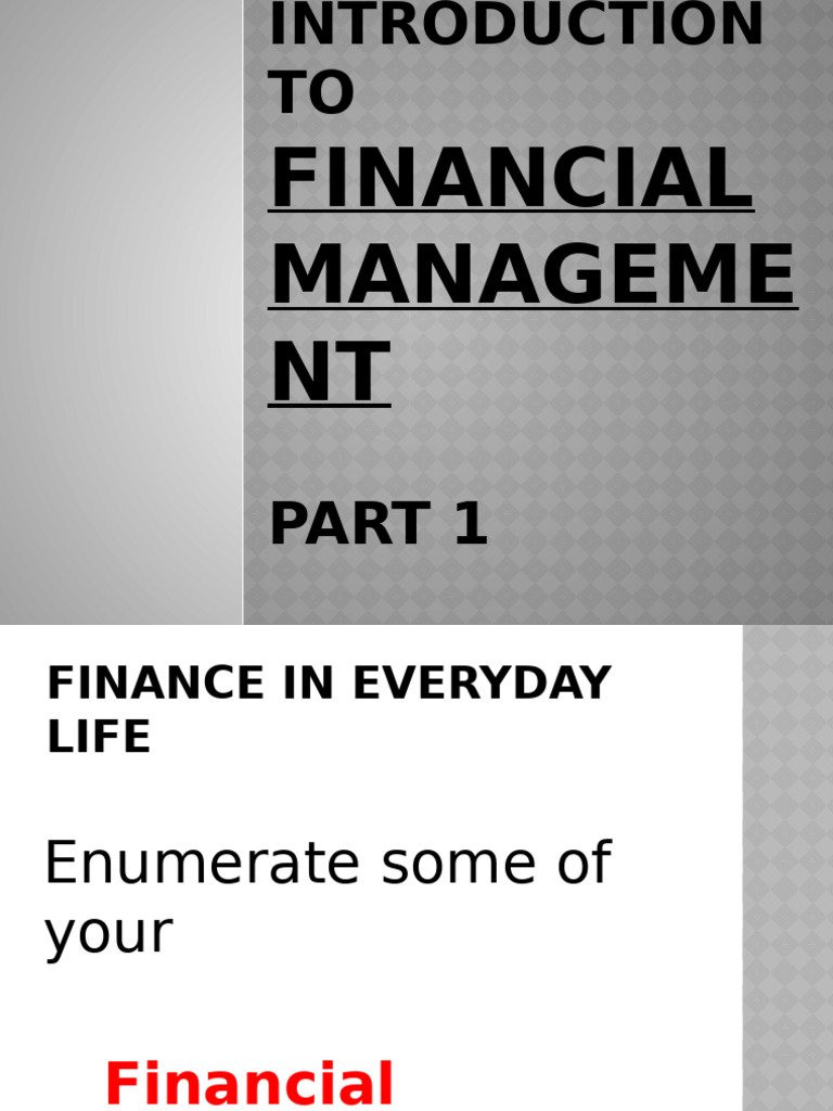 1.intro To Financial MGNT Part 1 | PDF | Dividend | Investing