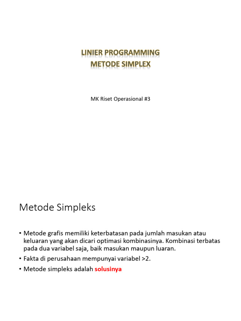 M 3 Linear Programming Metode Simplex | PDF