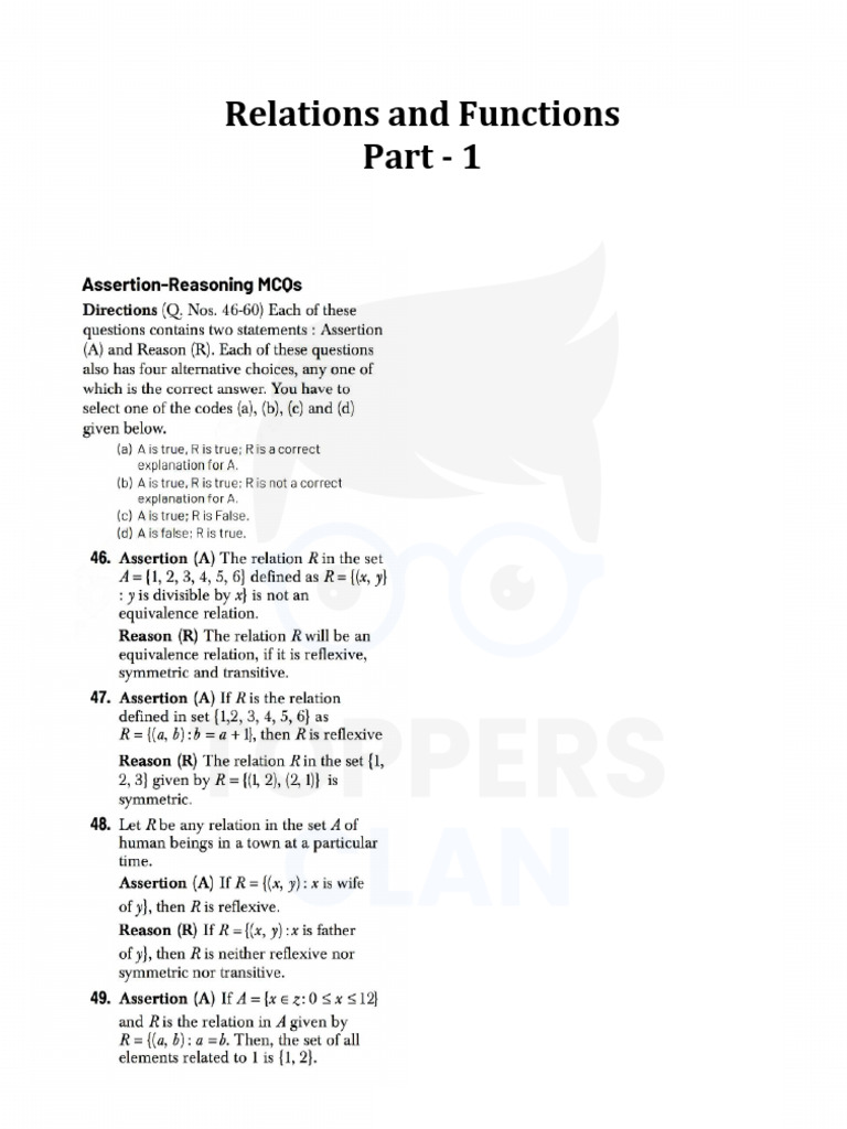 Relations and Functions Part - 1 | PDF