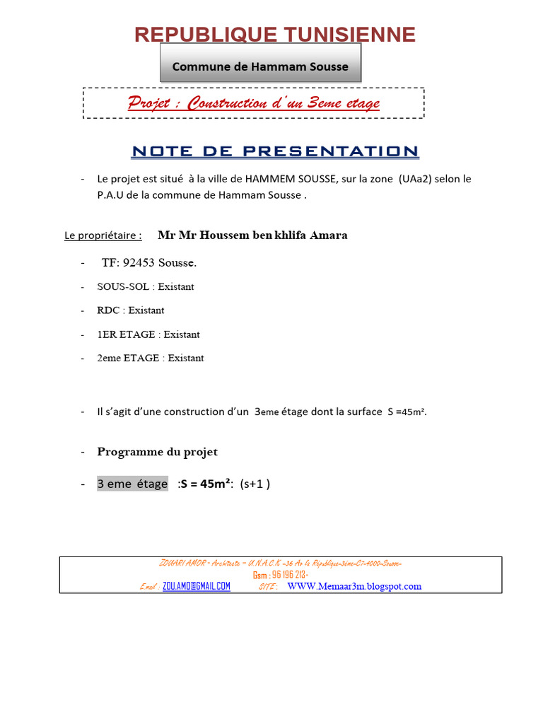Note De Presentation Pdf