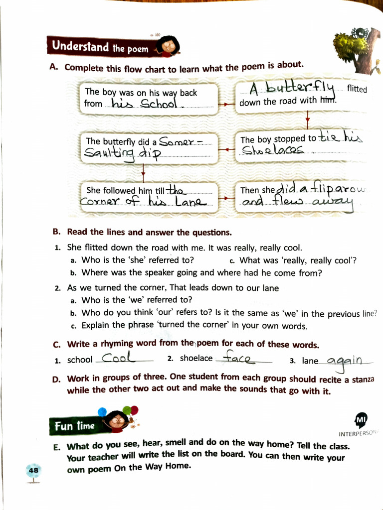 Class 3 English Literature Book Chapter 5 And The Poem Work Pdf