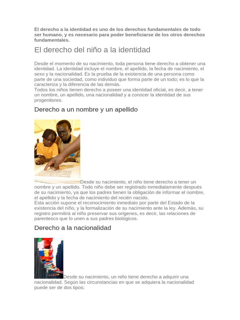 Derecho A La Identidad | PDF | Nacionalidad | Estado (política)
