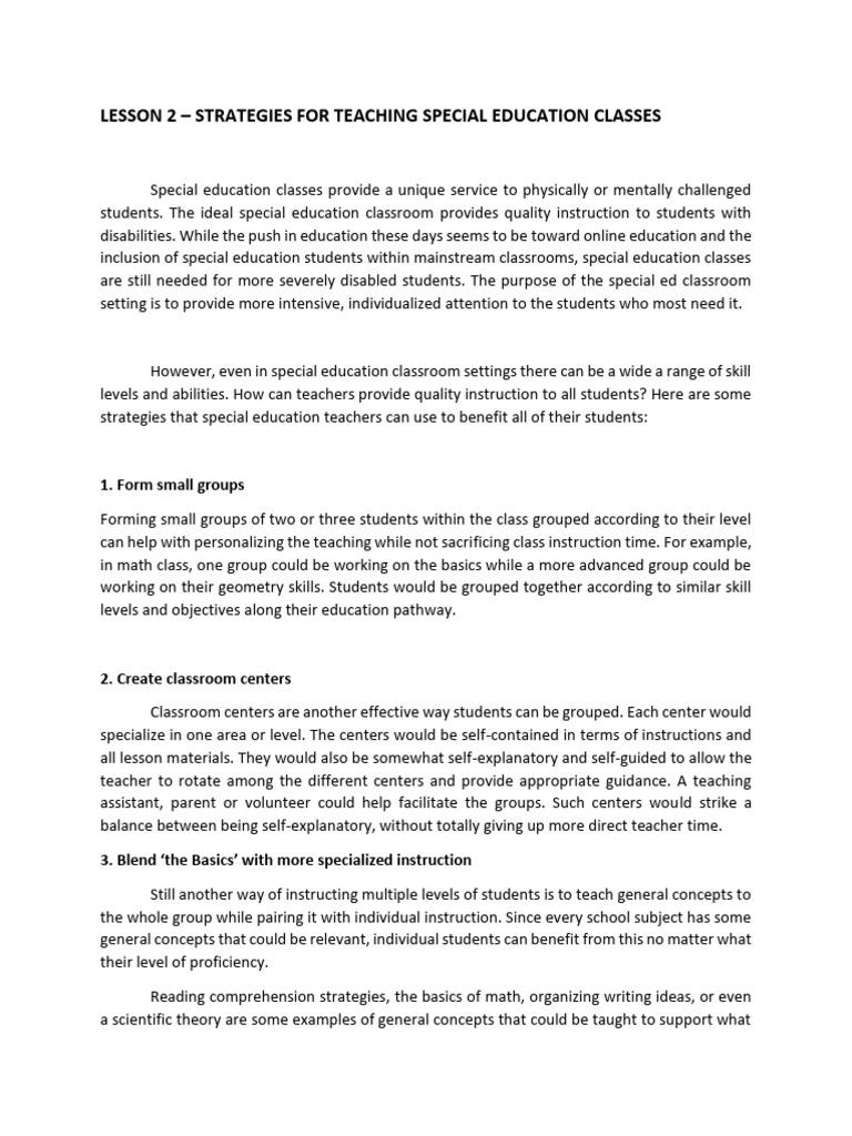 Effective Strategies for Special Education | PDF | Special Education ...